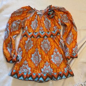 Ann Loren Girls 2 piece outfit orange and brown
